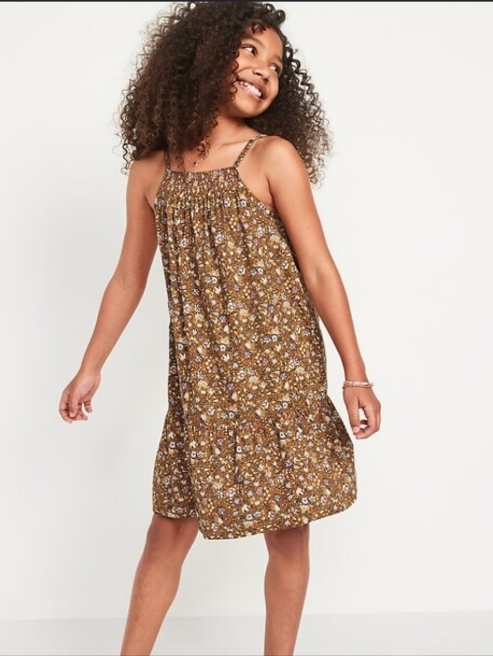 Old Navy Brown Floral Sleeveless Tiered Dress 10/12